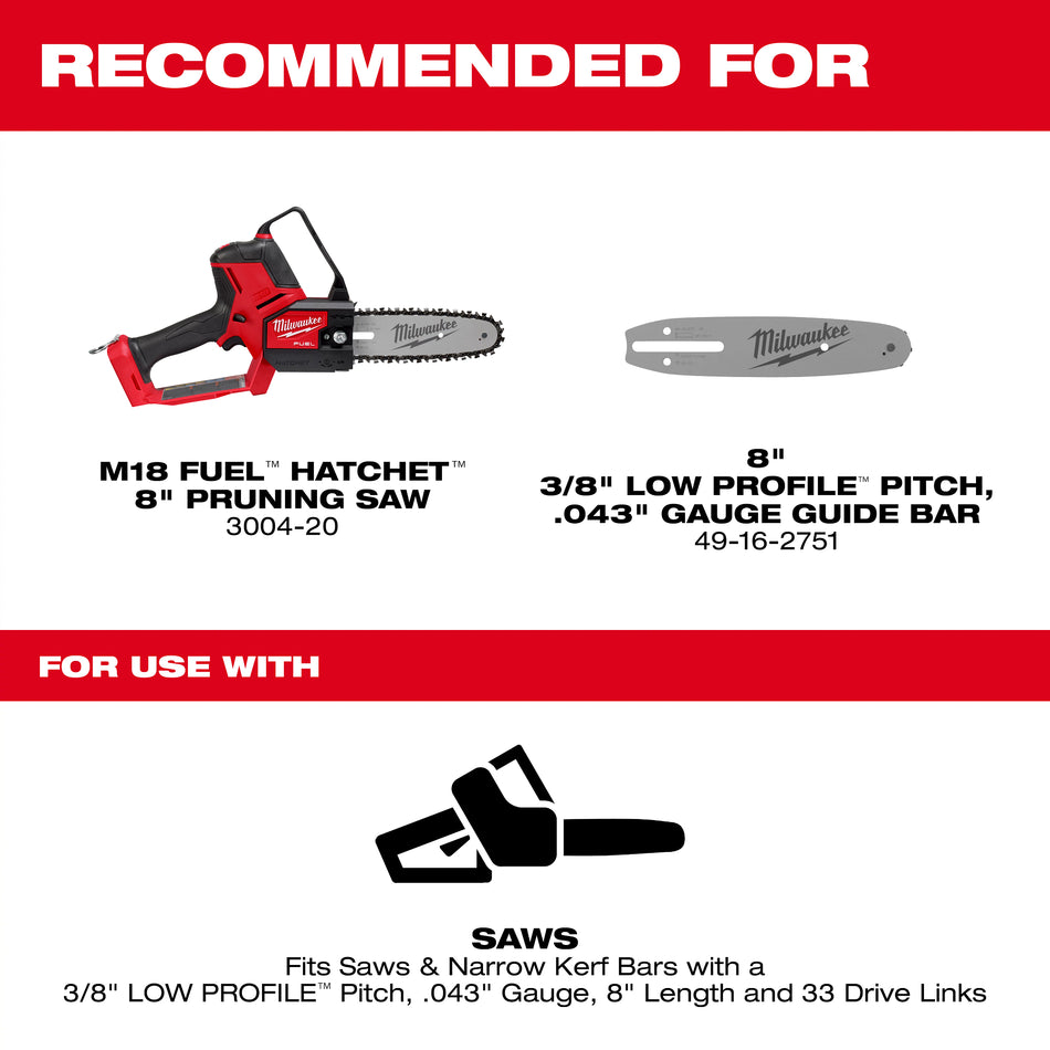 Milwaukee 49-16-2750, 8" Pruning Saw Chain