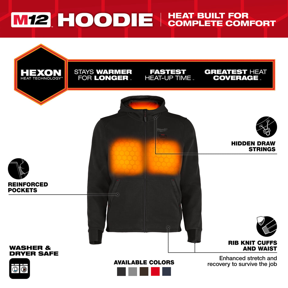 Milwaukee M200B-21,  M12 BLACK HEATED HOODIE KIT