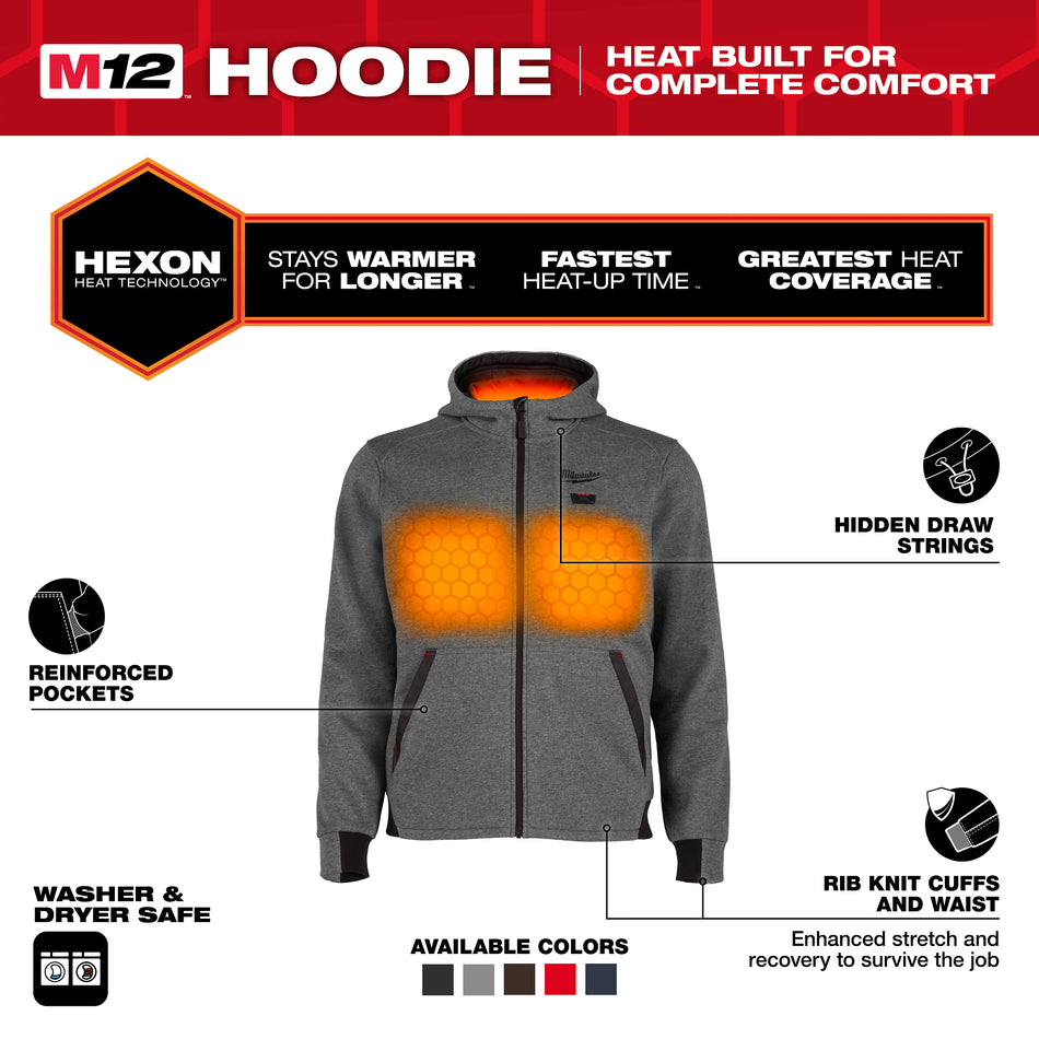 Milwaukee M200G-21, M12 GRAY HEATED HOODIE KIT