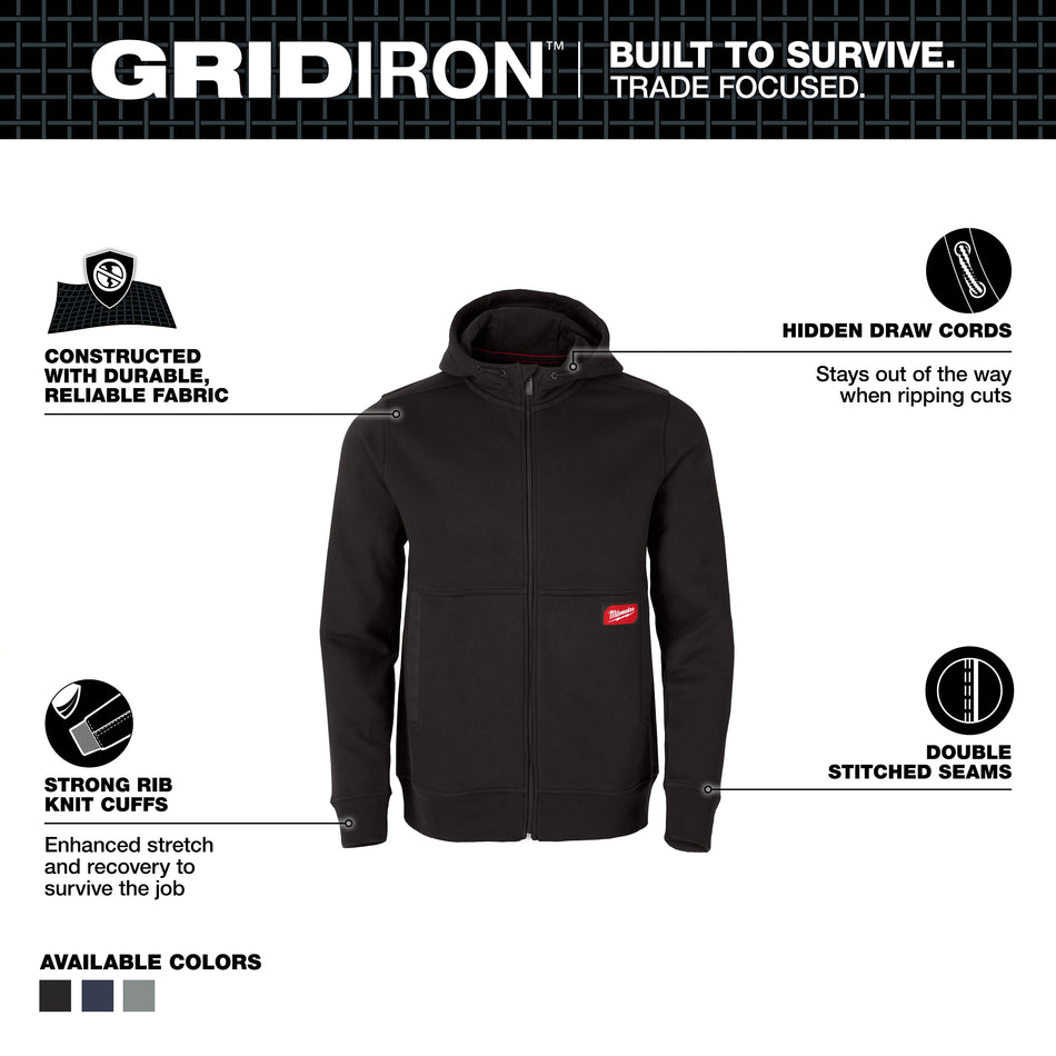 Milwaukee M250B, GRIDIRON™ Full-Zip Hoodie Black - XL