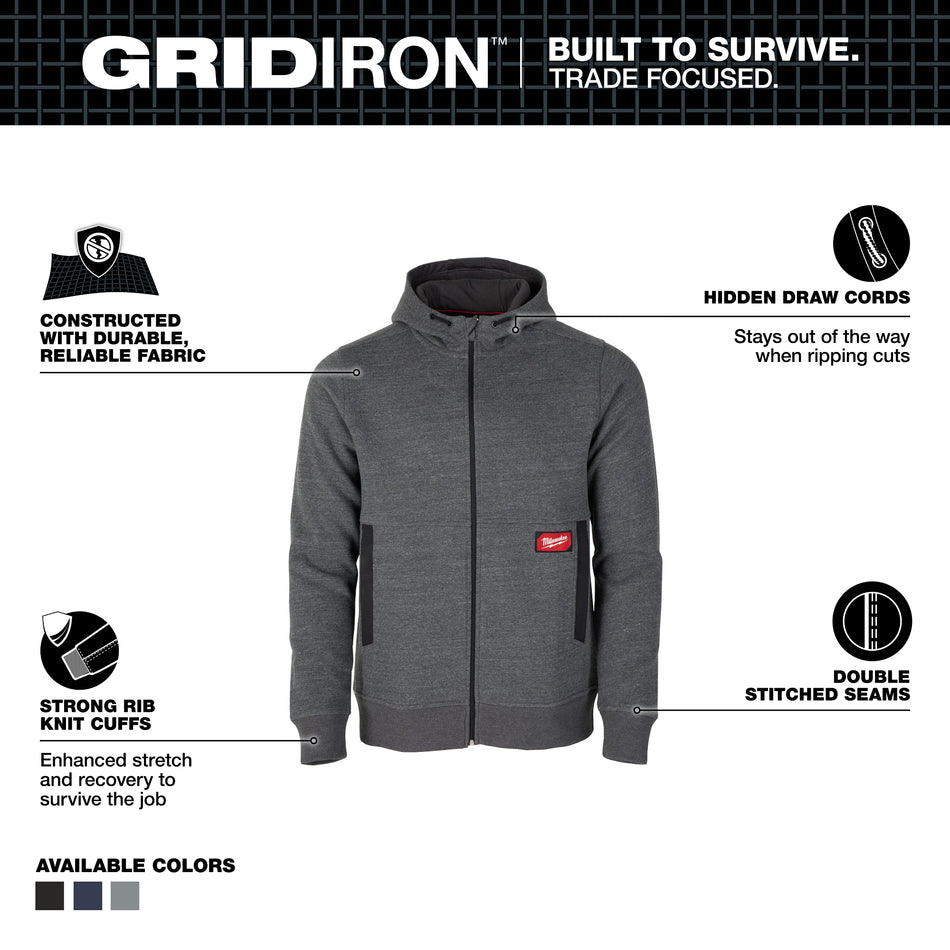 Milwaukee M250G, GRIDIRON™ Full-Zip Hoodie Gray - XL