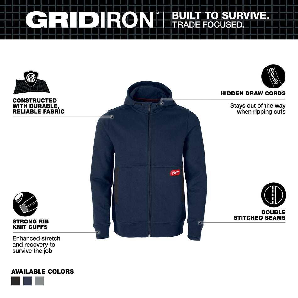 Milwaukee M250U, GRIDIRON™ Full-Zip Hoodie Blue - XL