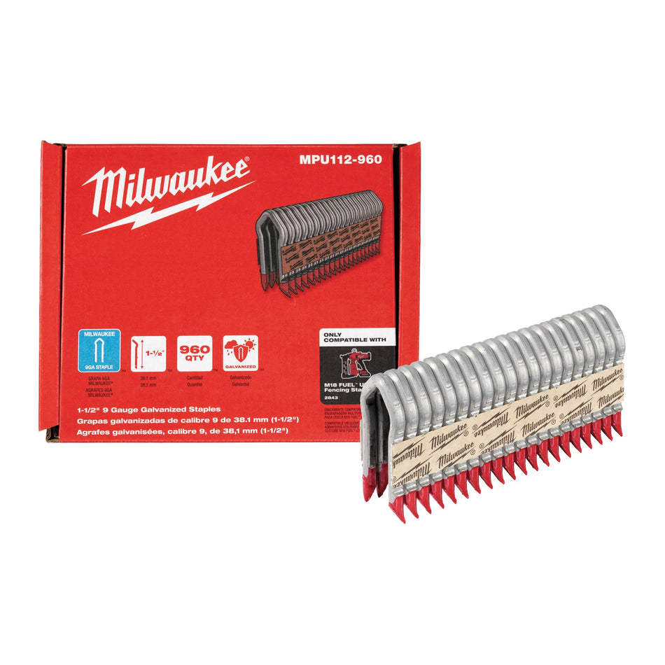 Milwaukee MPU112-960, 1.5 INCH 9 GAUGE GALVANIZED STAPLES