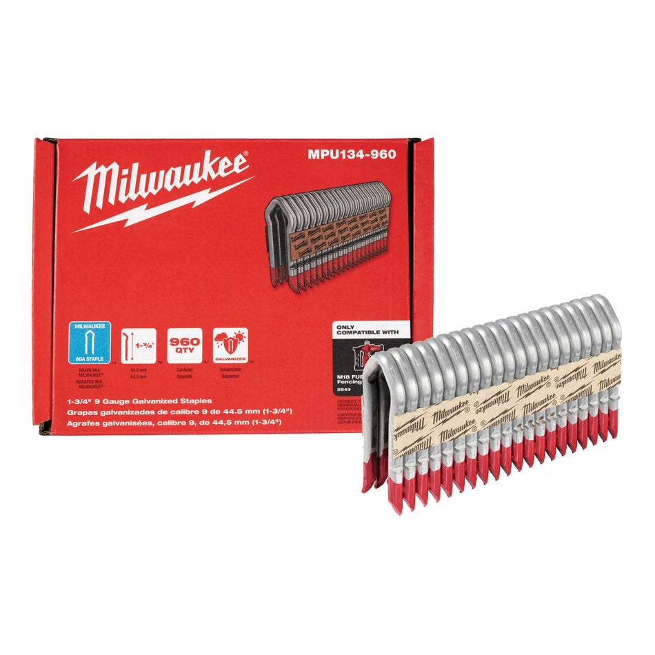 Milwaukee MPU134-960, 1.75 INCH 9 GAUGE GALVANIZED STAPLES