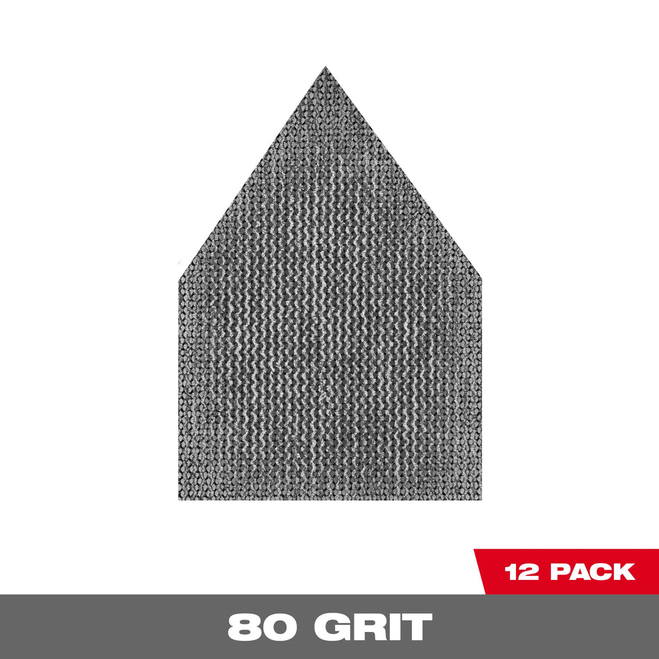 Milwaukee 48-80-5080, 80 Grit Mesh Sanding Sheets for M12 FUEL™ Orbital Detail Sander 12-Pack