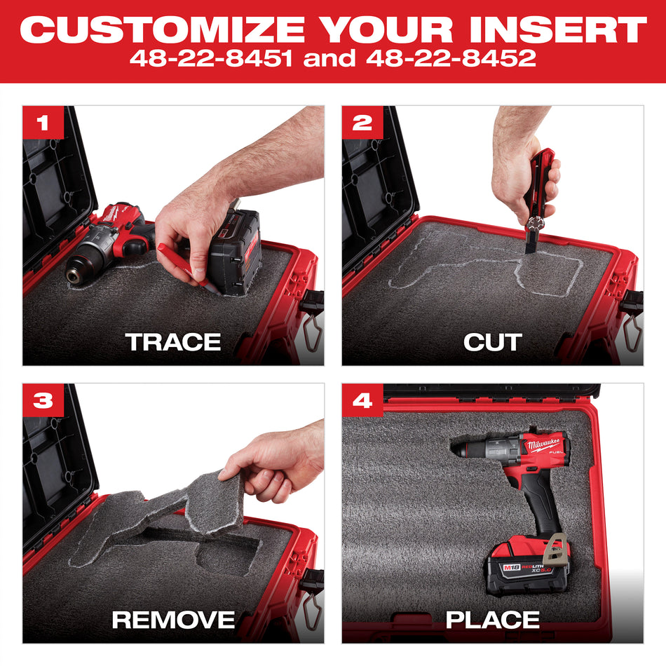 Milwaukee 48-22-8452, Customizable Foam Insert for PACKOUT Drawers
