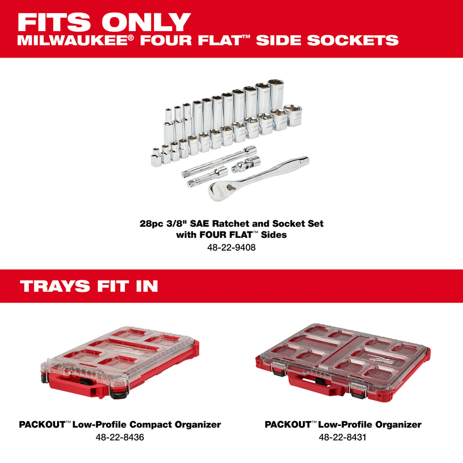 Milwaukee 48-22-9481T, Replacement Tray for 3/8” 28pc Ratchet and Socket Set in PACKOUT (SAE)