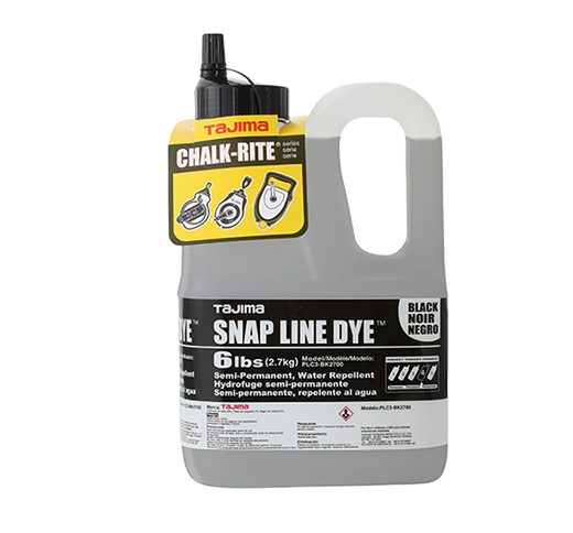 Tajima PLC3-BK2700, Snap Line Dye, permanent marking chalk, black, easy-fill nozzle, 2.7 kgs. / 6 lbs.