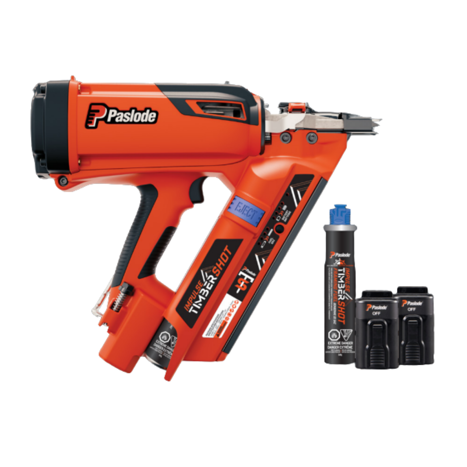 Paslode 906950IP, TIMBERSHOT FRAMING NAILER KIT w/ 2 Batteries