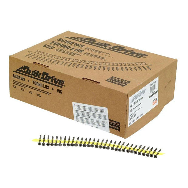 Quik Drive DWC158PS, Collated Drywall Screws #6 X 1-15/8" Bugle Head, Sharp-Point w/Gray Phosphate Coating (2500pcs/Box)