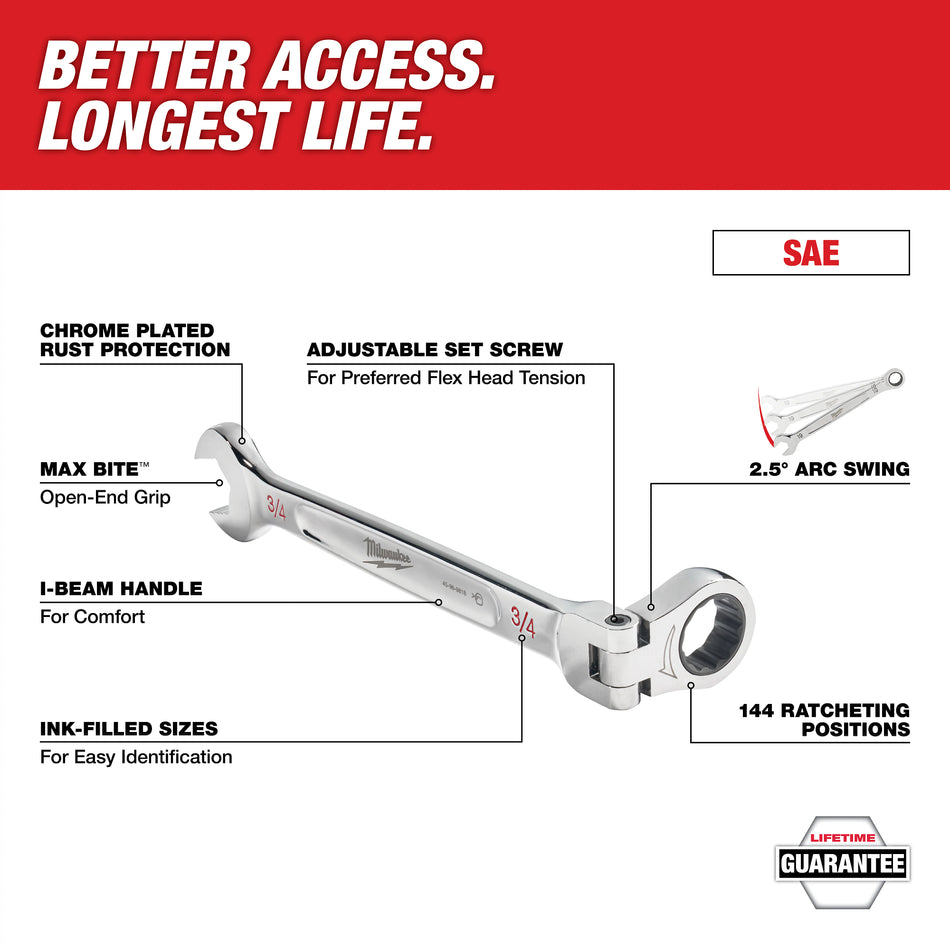 Milwaukee 45-96-9814, 1/2" Flex Head Combination Wrench