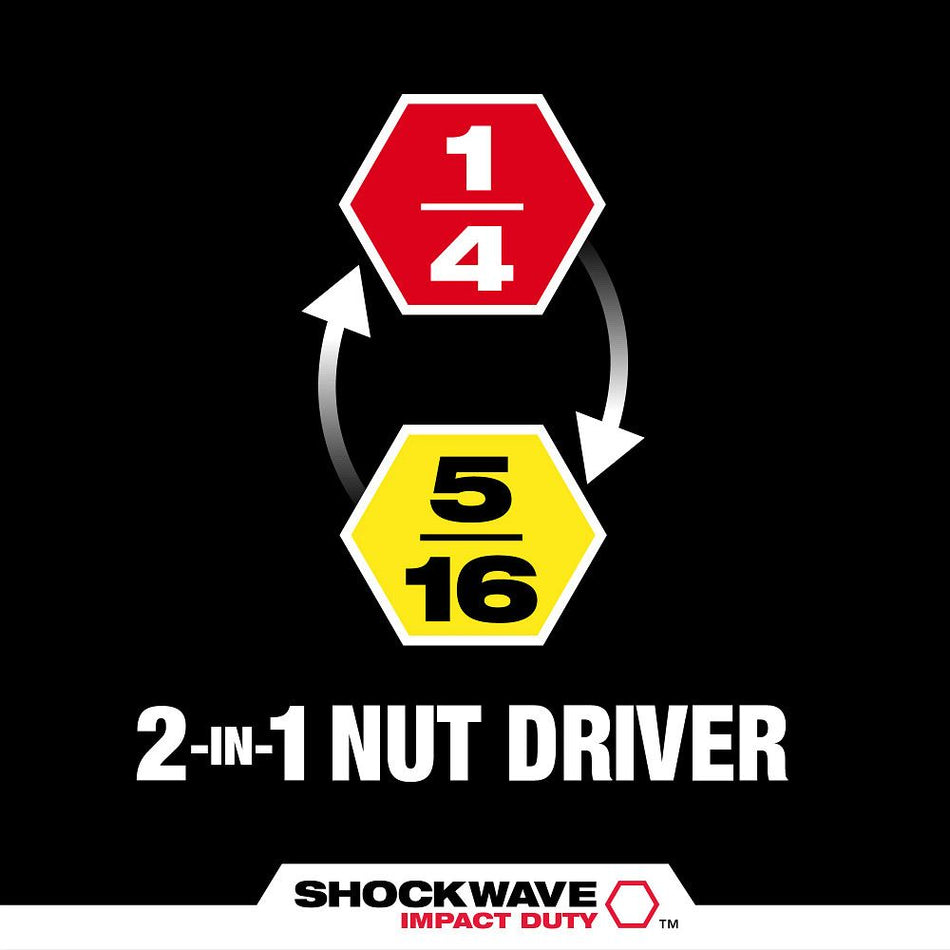 Milwaukee 49-66-4745, SHOCKWAVE™ Impact Duty 1/4” and 5/16” x 6” QUIK-CLEAR™ 2-in-1 Magnetic Nut Driver