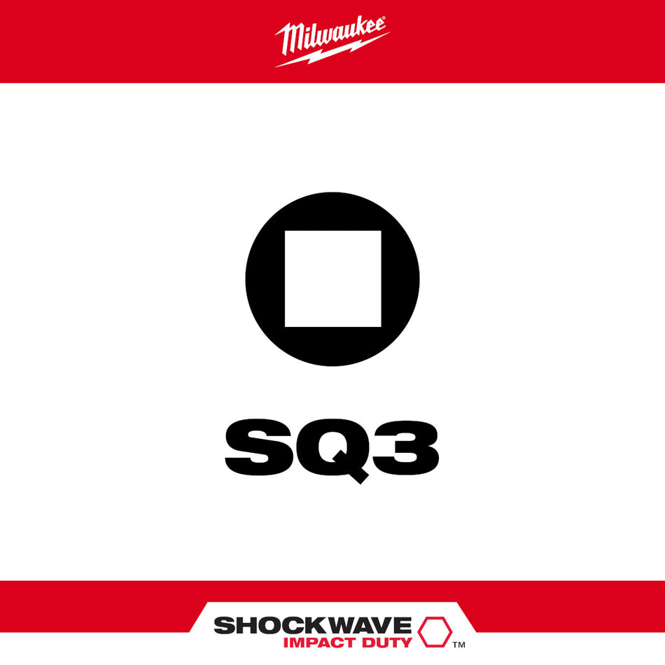 Milwaukee 48-32-4196, SHOCKWAVE™ Impact Duty 3-1/2" Square Recess #3 Power Bits (25 PK)