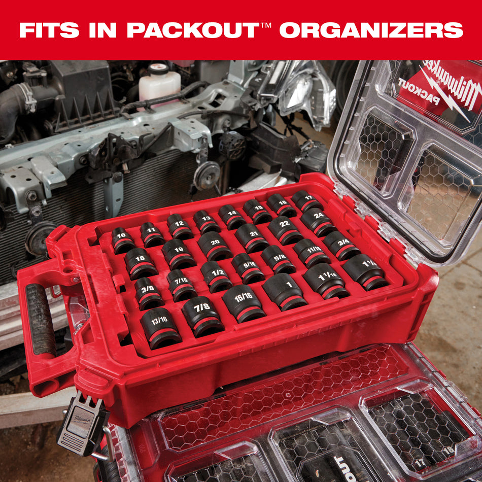 Milwaukee 49-66-6805, SHOCKWAVE Impact Duty™ Socket 3/8” Dr 36PC PACKOUT Set