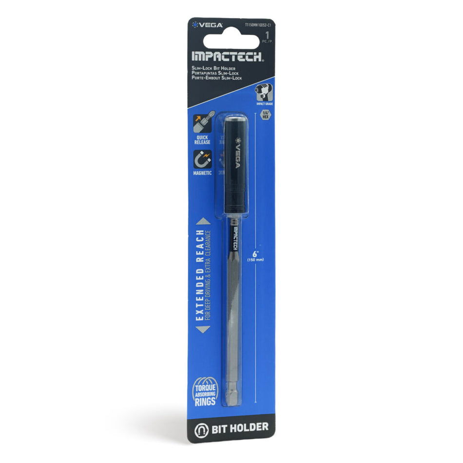 Vega T1150MH1QDS2-C1, Impactech Slim-Lock Mag Bit Holder x 6" - Carded 1pc