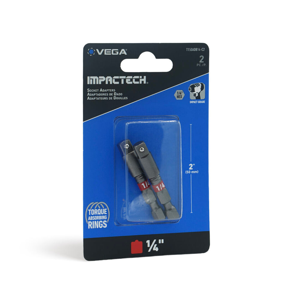 Vega T150ADB14-C2, Impactech 1/4 x 1/4 Adapter w/ Ball x 2" - Carded 2pc