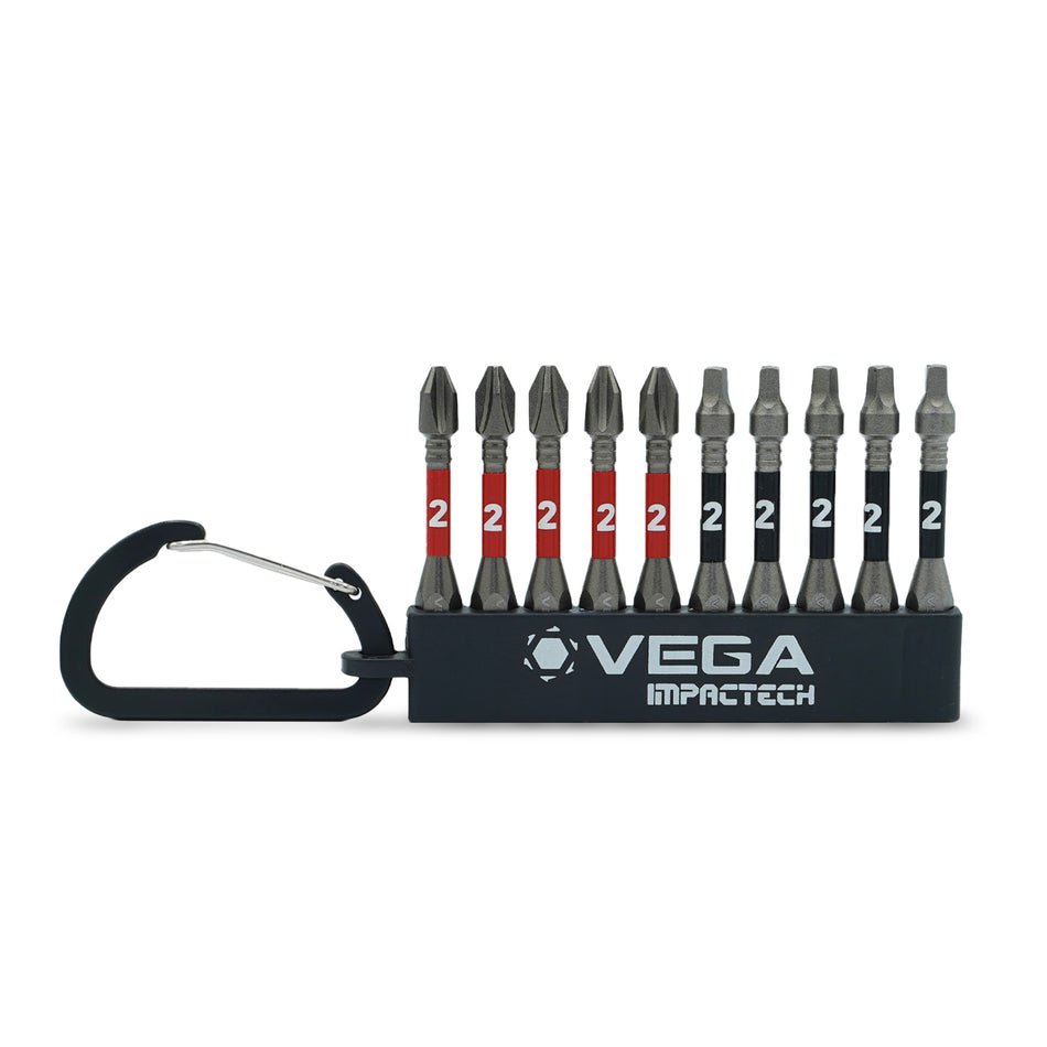 Vega T150P2R2CS10, Impactech Phillips #2 + Square #2 Carabiner Set - 10pc