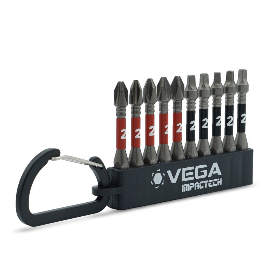 Vega T150P2R2CS10, Impactech Phillips #2 + Square #2 Carabiner Set - 10pc