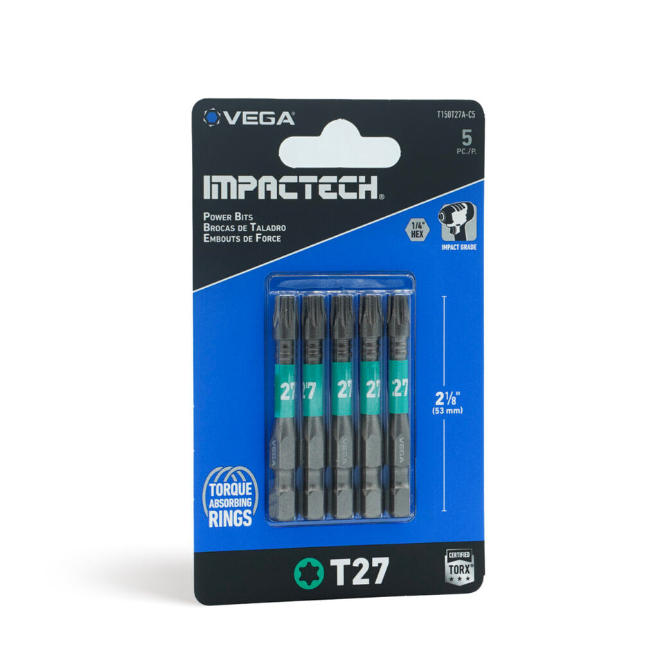 Vega T150T27A-C5, Impactech TORX 27 Power Bit x 2" - Carded 5pc