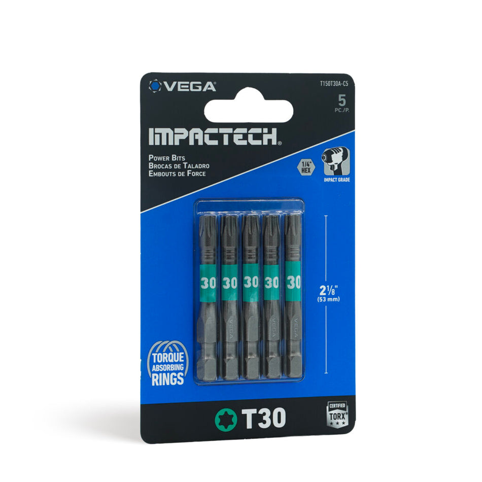 Vega T150T30A-C5, IMPACTECH Torx 30 Power Bits X 2"(5 pc)