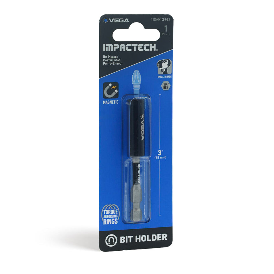 Vega T175MH1CD2-C1, Impactech Mag Bit Holder x 3" - Carded 1pc