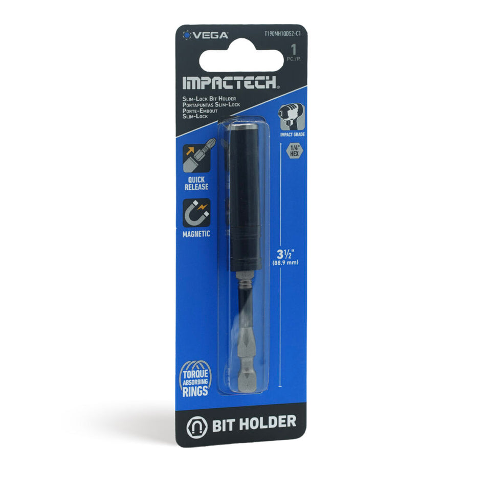 Vega T190MH1QDS2-C1, Impactech Slim-Lock Mag Bit Holder x 3-1/2" - Carded 1pc