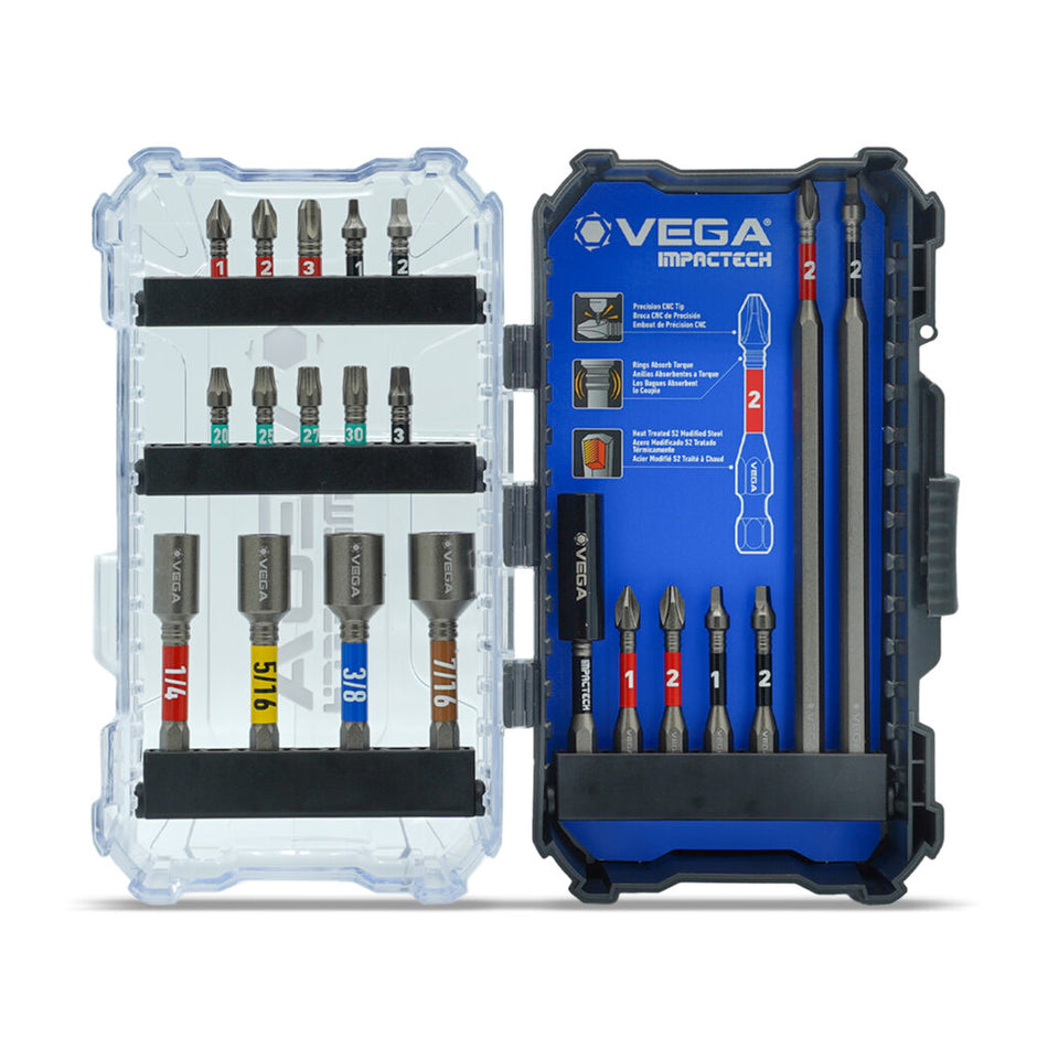 Vega T21-1DB, Impactech Impact Driver Bit Set - 21pc