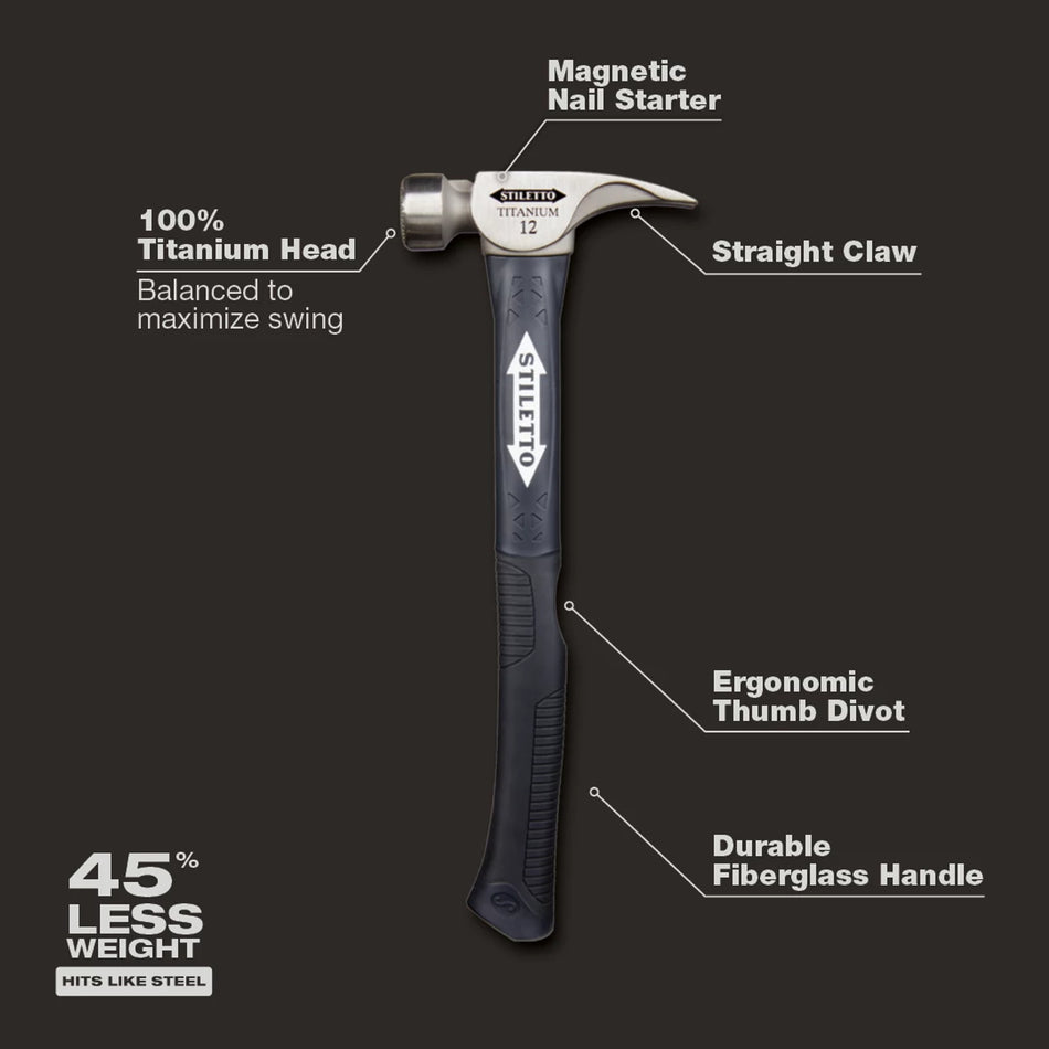 Stiletto TI12MC-F, 12 Oz Titanium Milled Face 16" "Hybrid" Fiberglass Handle