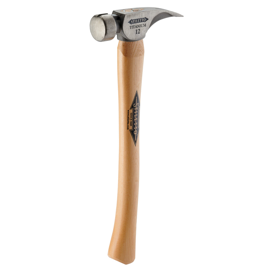 Stiletto TI12SC, 12 oz Titanium Smooth Face Hammer with 18 in. Curved Hickory Handle