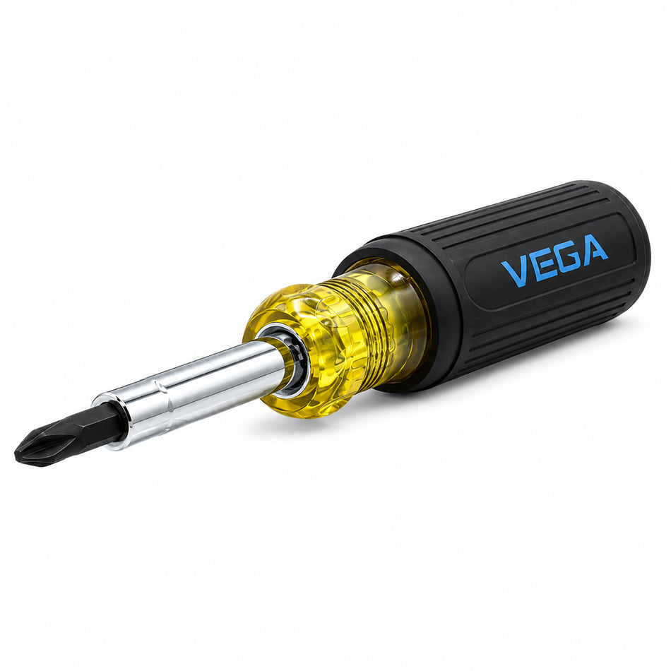 Vega VAS61-D, 6-in-1 Acetate Multi-Bit Screwdriver - 12pc Display