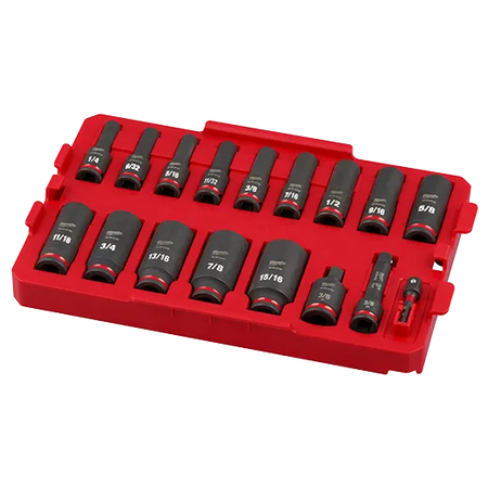 Milwaukee 49-66-6815, SHOCKWAVE Impact Duty™ Socket 3/8” Dr 17PC SAE TRAY Set