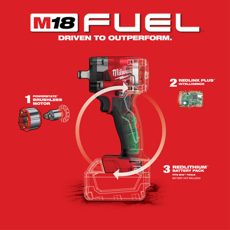 Milwaukee 2855-20, M18 FUEL 1/2" Compact Impact Wrench w/ Friction Ring (Tool Only)