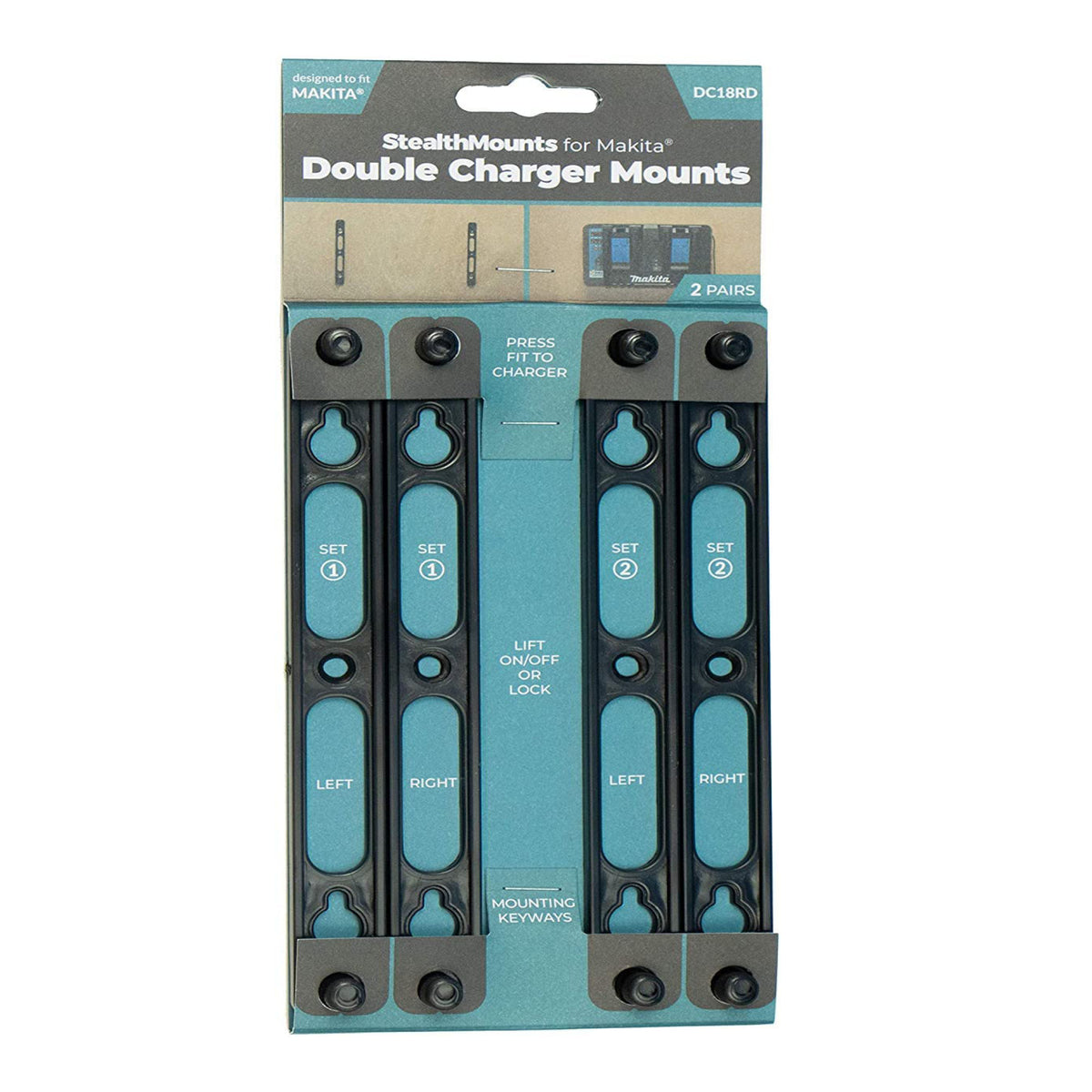 StealthMounts CMC-MK-B, StealthMount for Makita Double Charger - Black