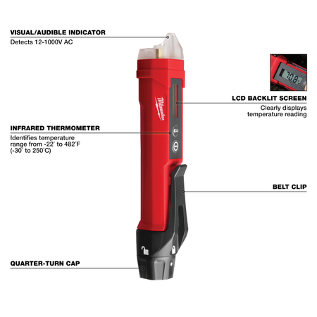 Milwaukee 2225-20, Non-Contact Voltage Detector w/ Laser Infrared Thermometer