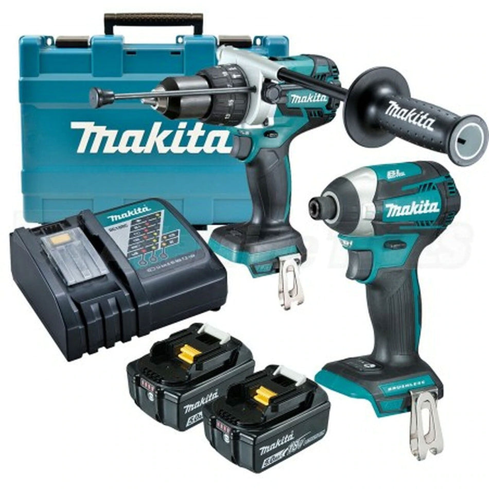 Makita DLX2176T, 18V LXT 2-Tool Combo Kit 5.0Ah Kit (DHP481Z+DTD154Z)