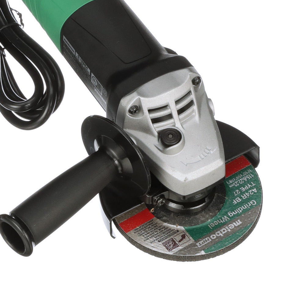 Metabo HPT G12SR4, 4-1/2 Inch 6.2 Amp Slide Switch Angle Grinder Kit w/ 5 Abrasive Wheels