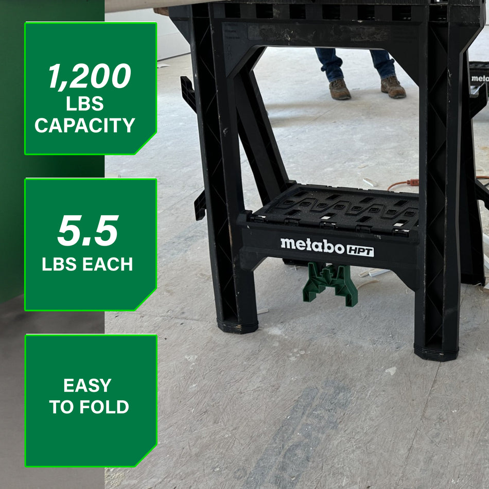 Metabo HPT 115772M, Heavy Duty Folding Sawhorses- 2 Pack
