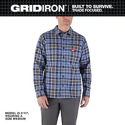 Milwaukee M551U, GRIDIRON™ Flannel Shirt Blue - 2X