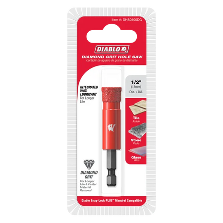 Diablo DHS0500DG, 1/2" Diamond Grit Hole Saw for Tile, Stone and Glass