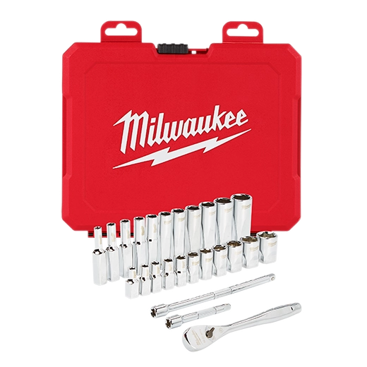 Milwaukee 48-22-9404, 1/4" Drive 26pc Ratchet & Socket Set - SAE