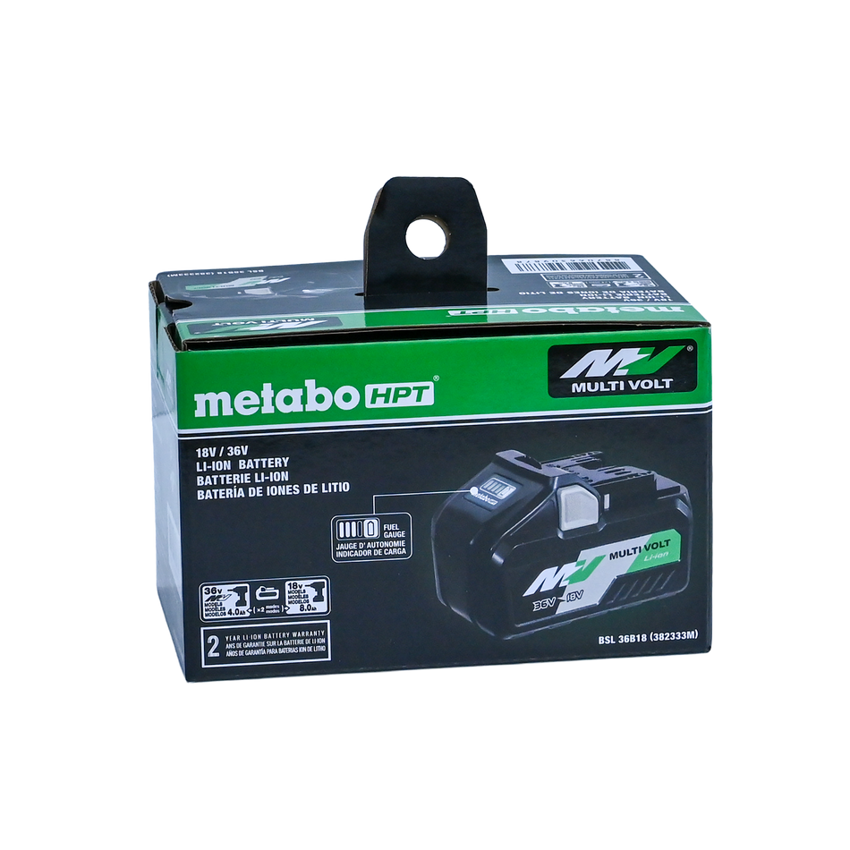 Metabo HPT 382333M, 36V/18V MultiVolt Lithium Ion Slide Battery 4.0Ah/8.0A