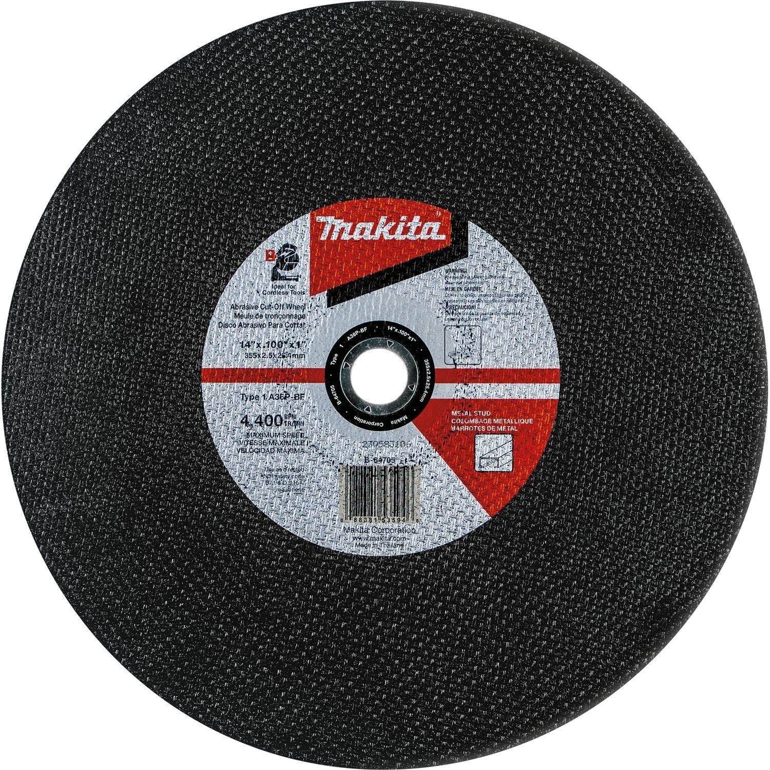 Makita B-64705-5, 14"x0.10"x1" ABRASIVE CUT-OFF WHEEL A36P-BF 5/SE