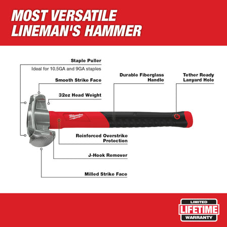 Milwaukee 48-22-9040, 4in1 Lineman's Hammer
