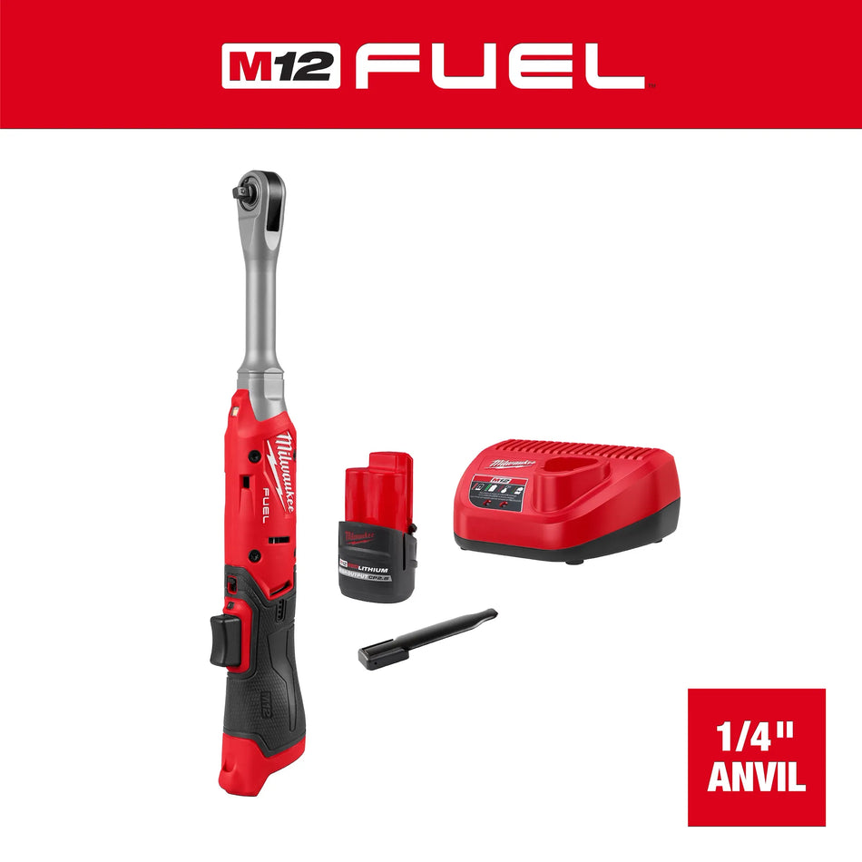 Milwaukee 3058-21, M12 FUEL™ 1/4" Extended Reach Ratchet Kit