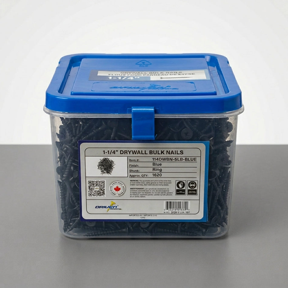 Driven 114DWBN-5LB-BLUE, Drywall Nail Ring-Shank 1-1/4" (5LB/Box)