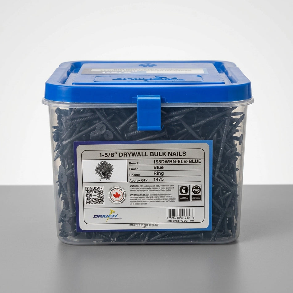 Driven 158DWBN-5LB-BLUE, Drywall Nail Ring-Shank 1-5/8" (5LB/Box)