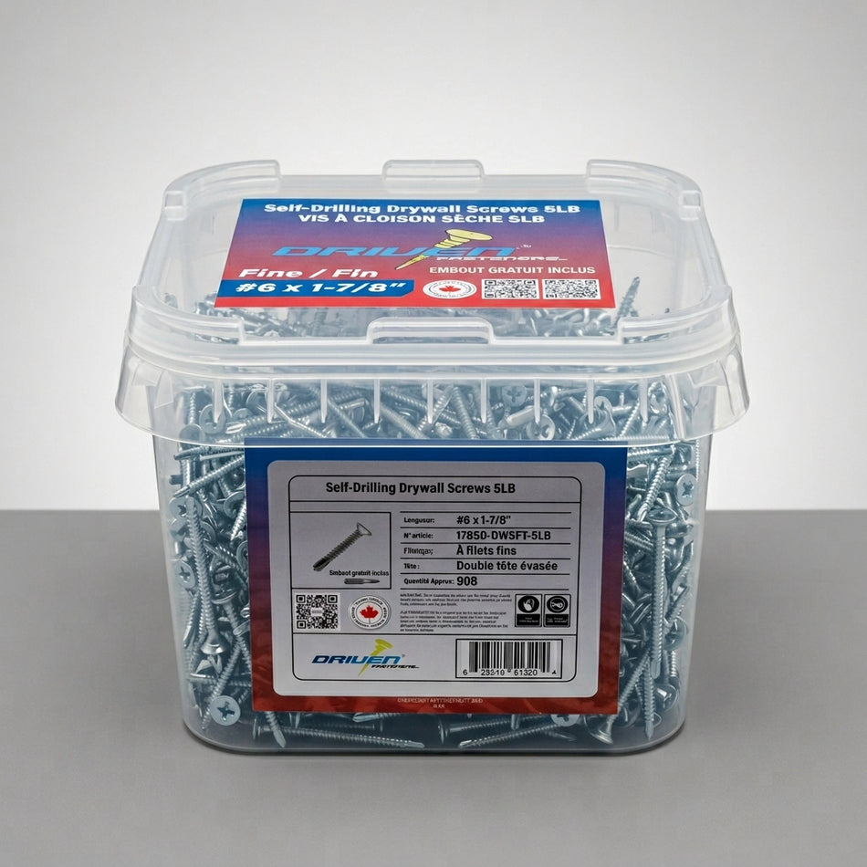 Driven 158SD-DWSFT-5LB, #6 x 1-5/8" Self Drill Drywall Screws