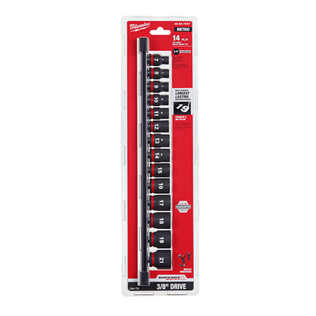 Milwaukee 49-66-7007, 3/8" Drive SHOCKWAVE Impact Duty Metric Standard 6 Point Socket Set - 14 Piece