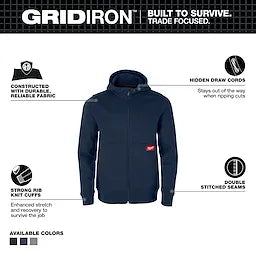 Milwaukee M250U, GRIDIRON™ Full-Zip Hoodie Blue - XL