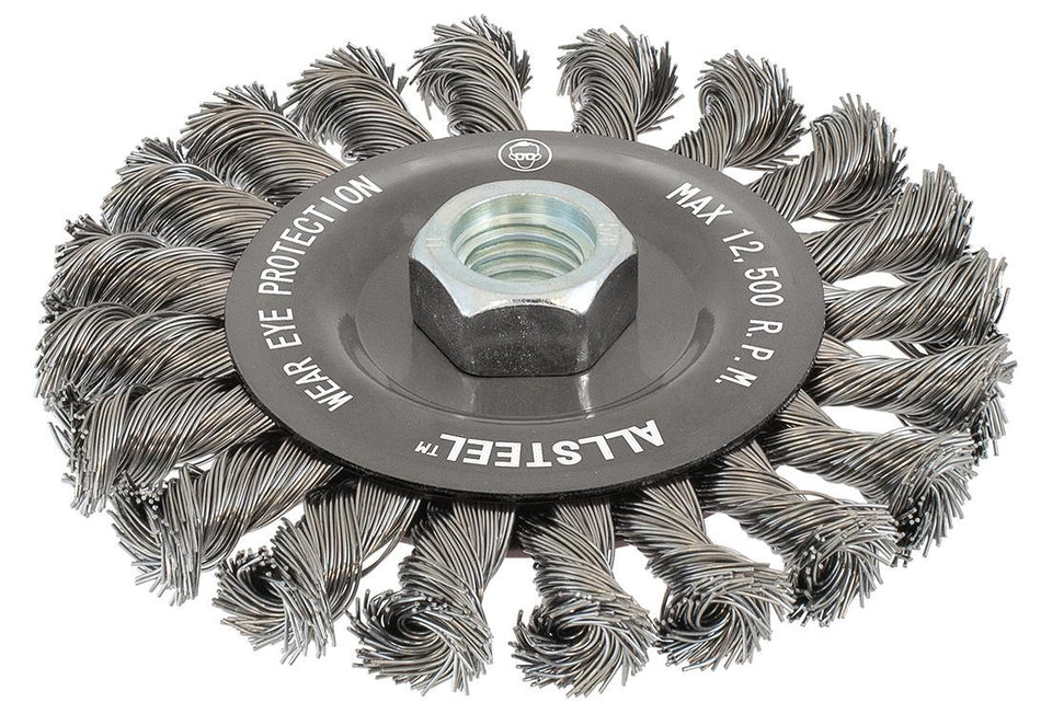 Walter 13W551, AllSteel™ Wire Brush, 5" Dia., 0.02" Fill, 5/8"-11 Arbor, Steel